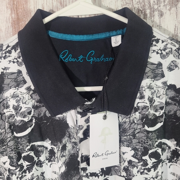 🌻 HOST PICK 🌻 NWT Men's Robert Graham Classic Fit Skull Polo size Large $98 - Picture 5 of 10